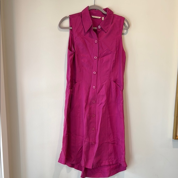 Soft Surroundings Sleeveless Pink Button-Up Dress - Picture 2 of 9